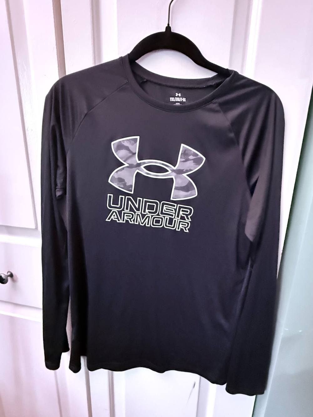 Under Armour Black Long-Sleeve Logo Performance Tee with Camo Accent